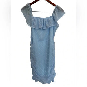 Eilly Bazar off the shoulder baby blue ruffle dress